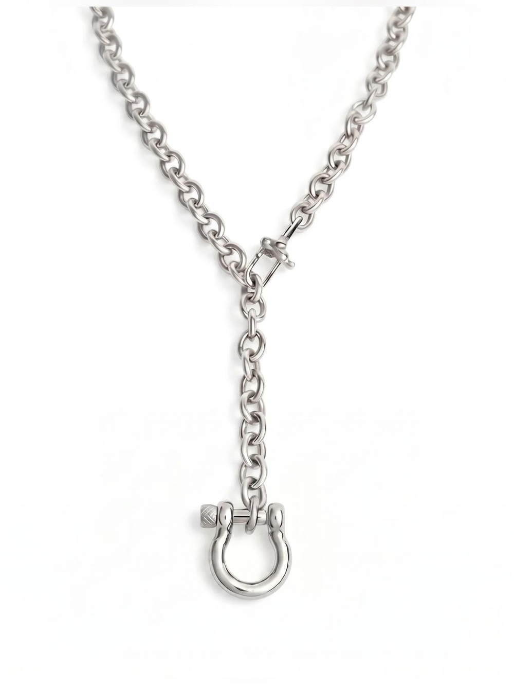 Equestrian Horse Bit Necklace 22” Stainless Steel Chain Statement Jewelry